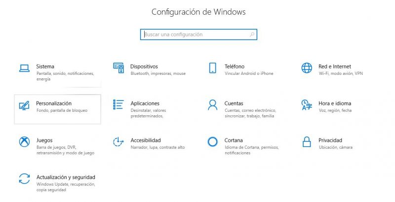 Configuración de Windows 10